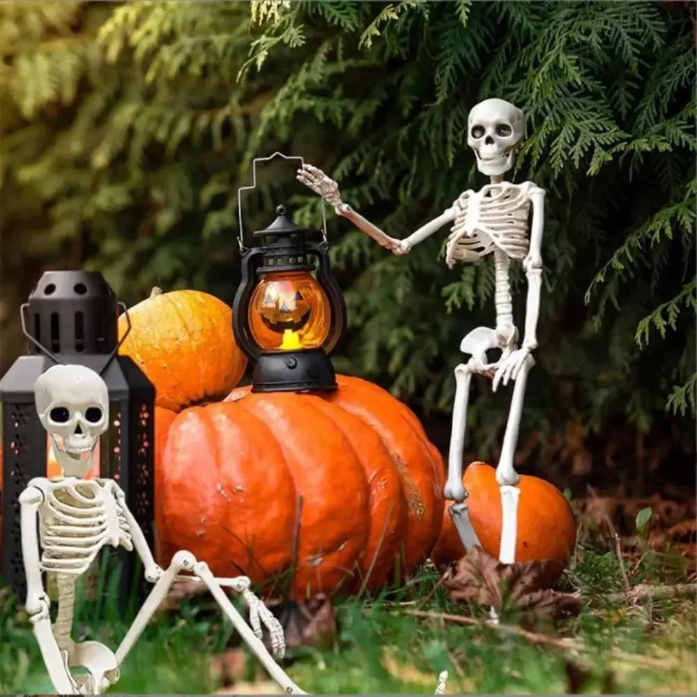 Halloween Decorations Outdoor Posable Skeleton Figurine with Movable Joints for Gardens