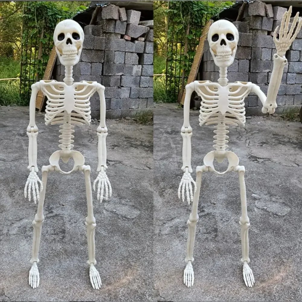 Halloween Decorations Outdoor Posable Skeleton Figurine with Movable Joints for Gardens