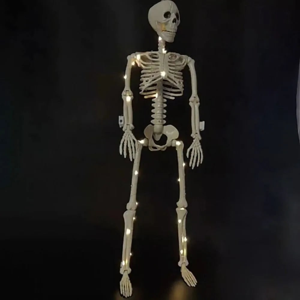 Halloween Decorations Outdoor Posable Skeleton Figurine with Movable Joints for Gardens