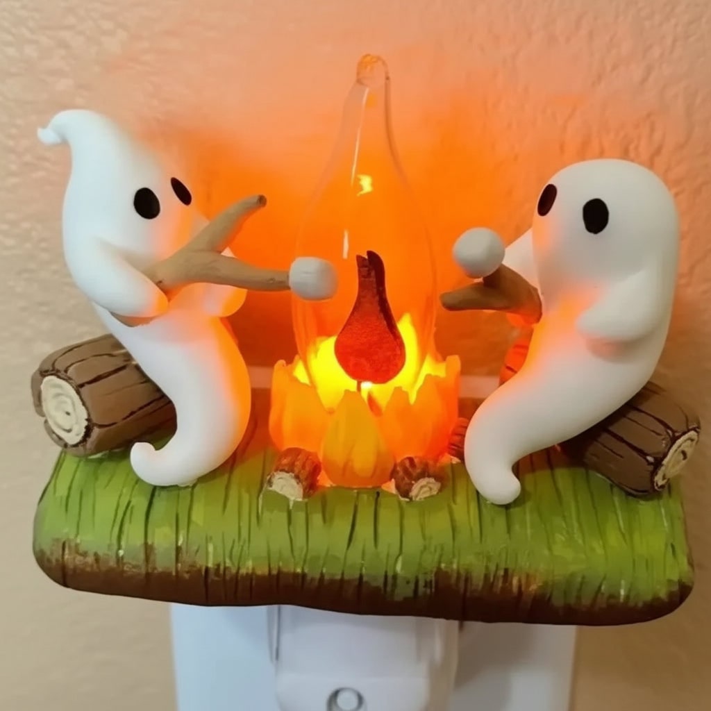 Halloween Decorations Plug In Ghost Night Light with Soft LED Glow for Hallways and Bedrooms