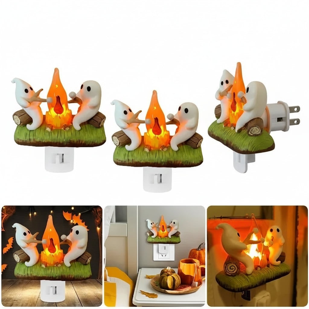 Halloween Decorations Plug In Ghost Night Light with Soft LED Glow for Hallways and Bedrooms