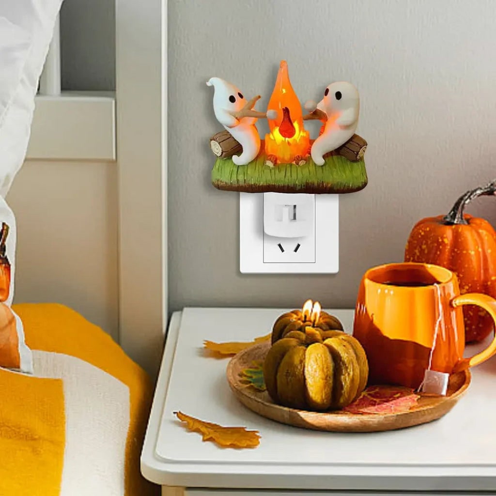 Halloween Decorations Plug In Ghost Night Light with Soft LED Glow for Hallways and Bedrooms