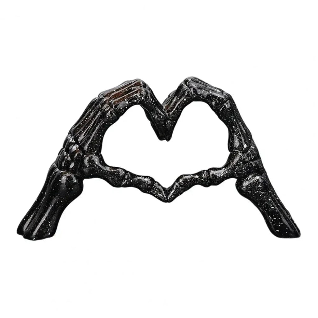 Halloween Skeleton Decorations Gothic Heart Sculpture with Detailed Hands for Shelves