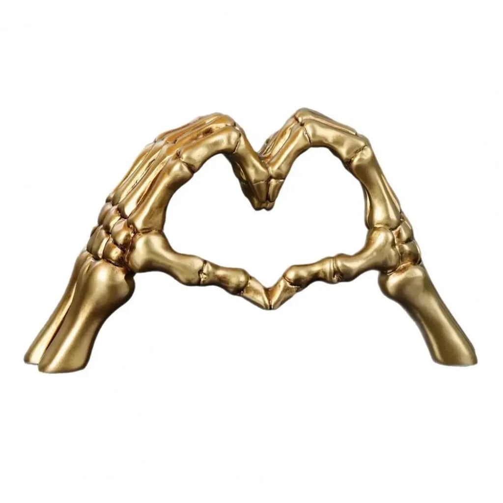 Halloween Skeleton Decorations Gothic Heart Sculpture with Detailed Hands for Shelves