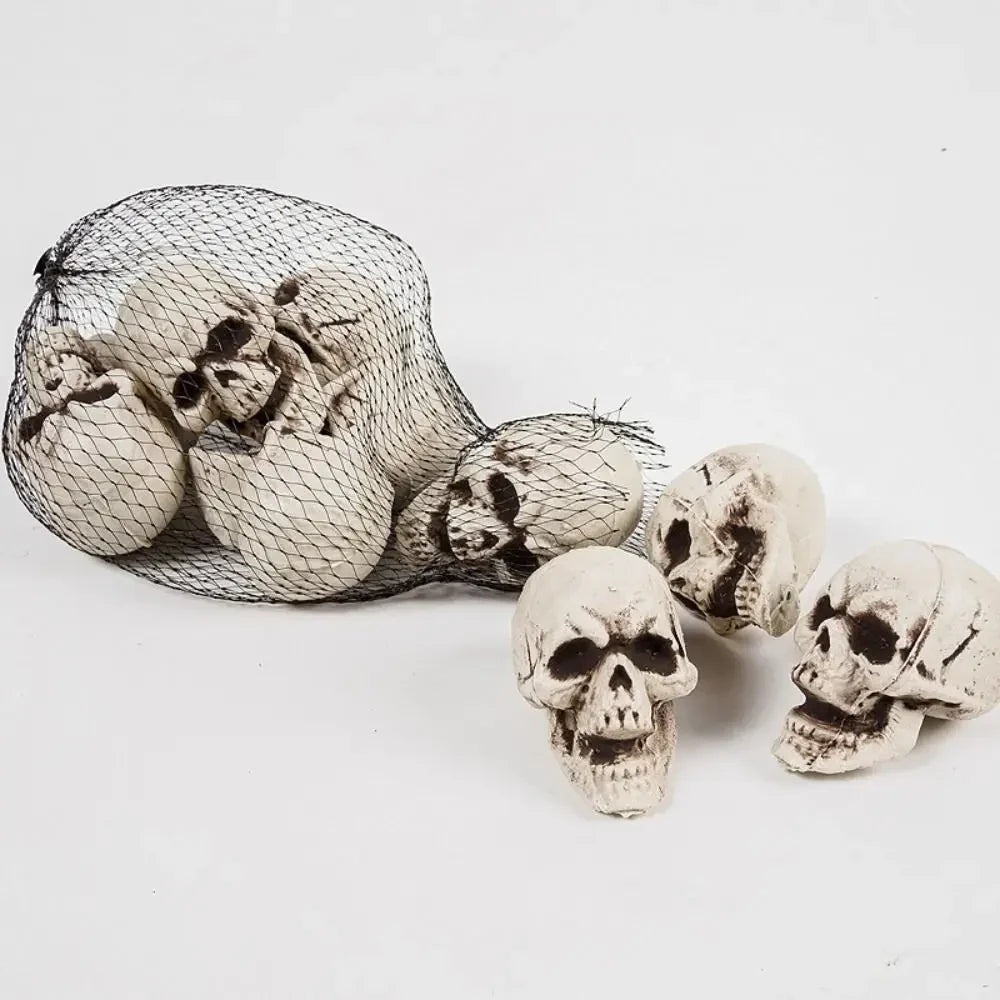 Halloween Skeleton Decorations Mini White Skull Set for Mantels Shelves and Dessert Tables