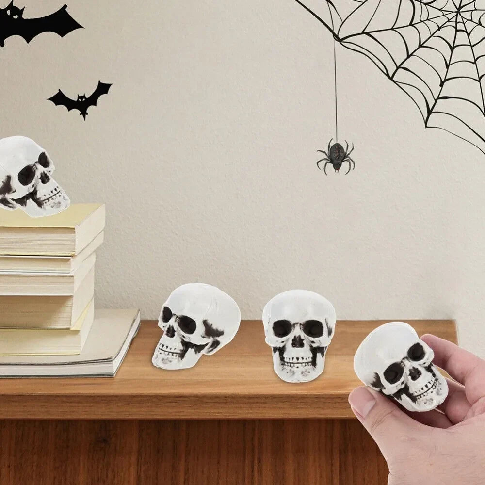 Halloween Skeleton Decorations Mini White Skull Set for Mantels Shelves and Dessert Tables