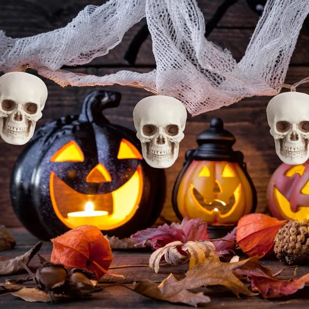 Halloween Skeleton Decorations Mini White Skull Set for Mantels Shelves and Dessert Tables
