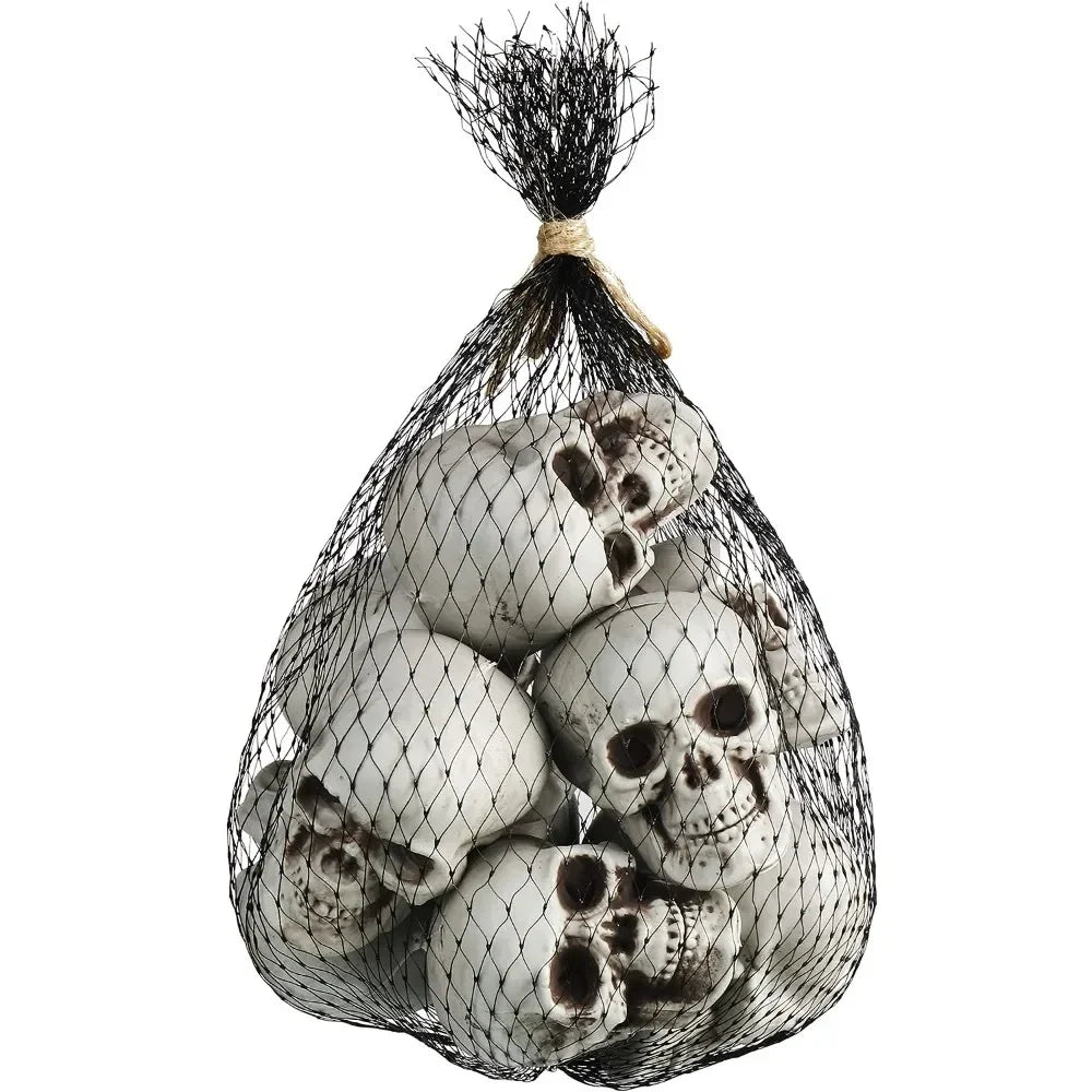 Halloween Skeleton Decorations Mini White Skull Set for Mantels Shelves and Dessert Tables