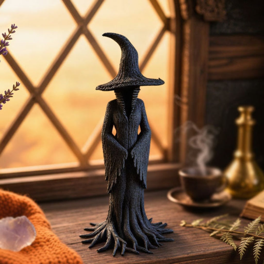Halloween Decorations Witch Figurine Statue for Shelves Windowsills and Entryways