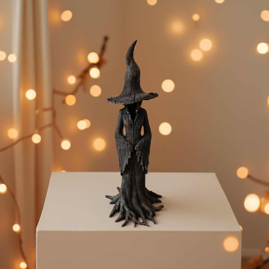 Halloween Decorations Witch Figurine Statue for Shelves Windowsills and Entryways
