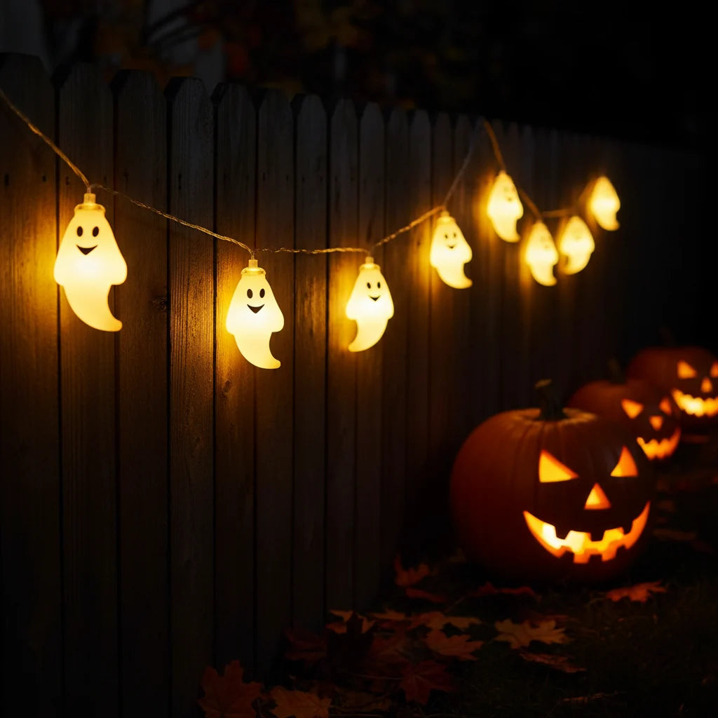 Halloween Decorations Ghost String Lights Battery Powered LED Set 1.5m with 10 Bulbs