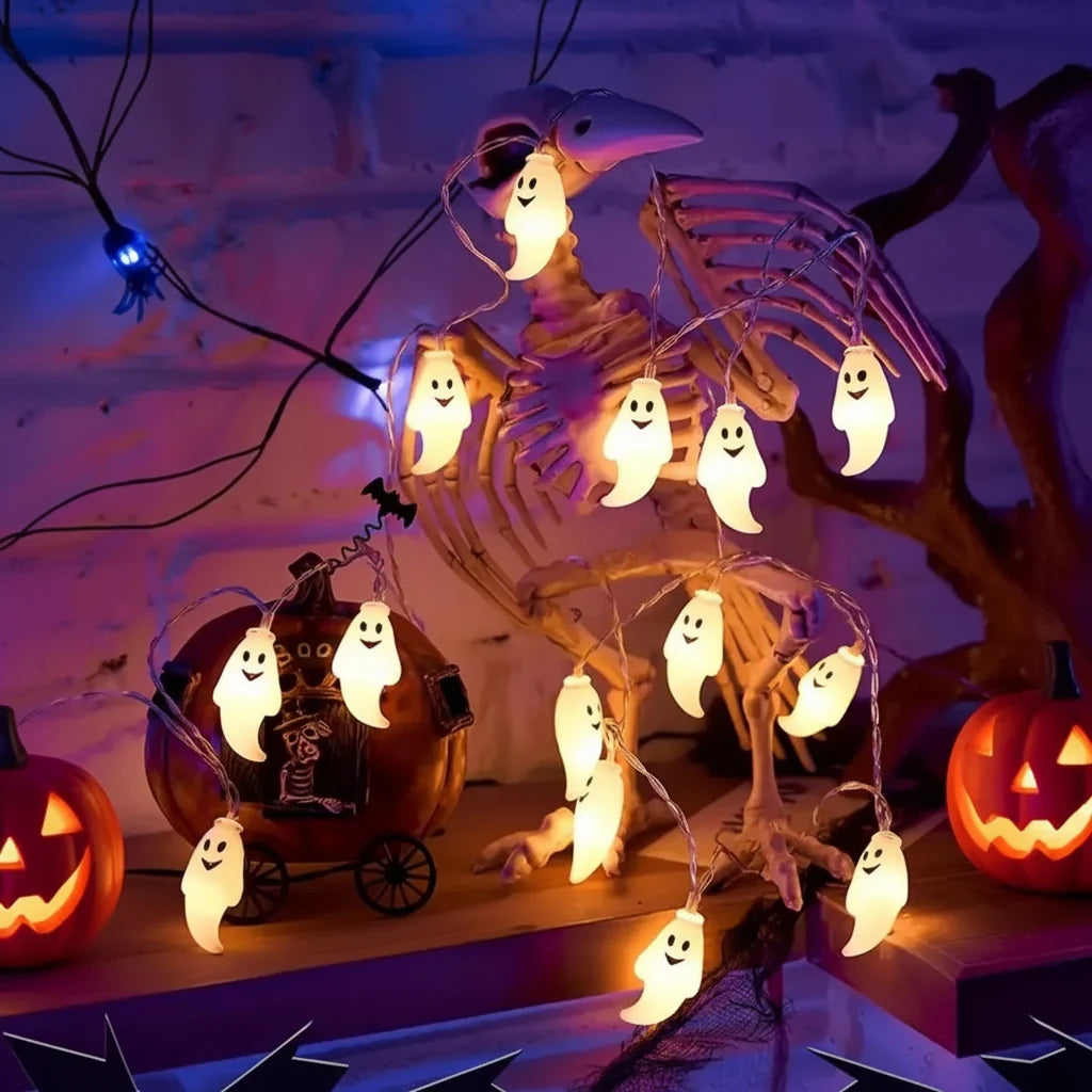 Halloween Decorations Ghost String Lights Battery Powered LED Set 1.5m with 10 Bulbs