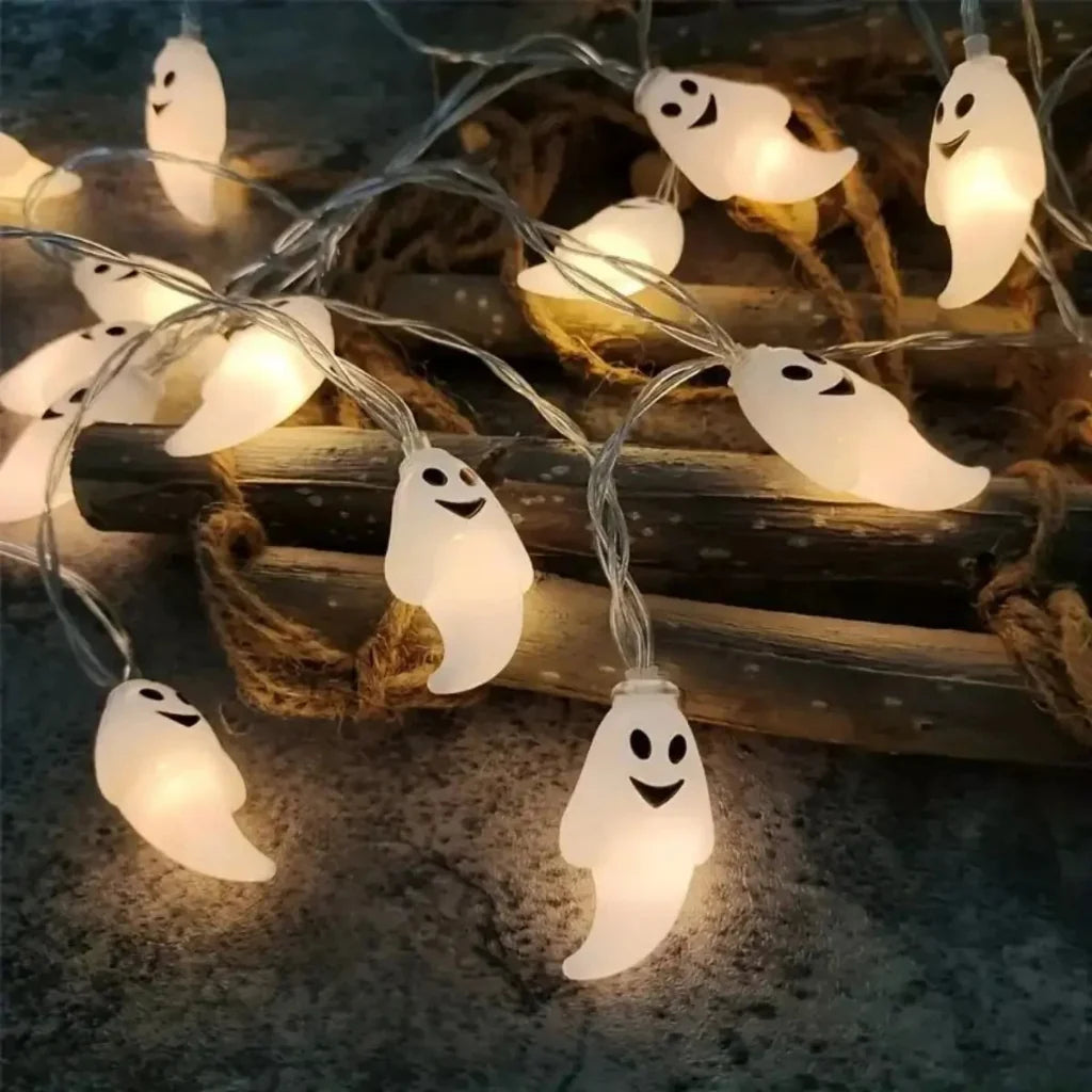 Halloween Decorations Ghost String Lights Battery Powered LED Set 1.5m with 10 Bulbs