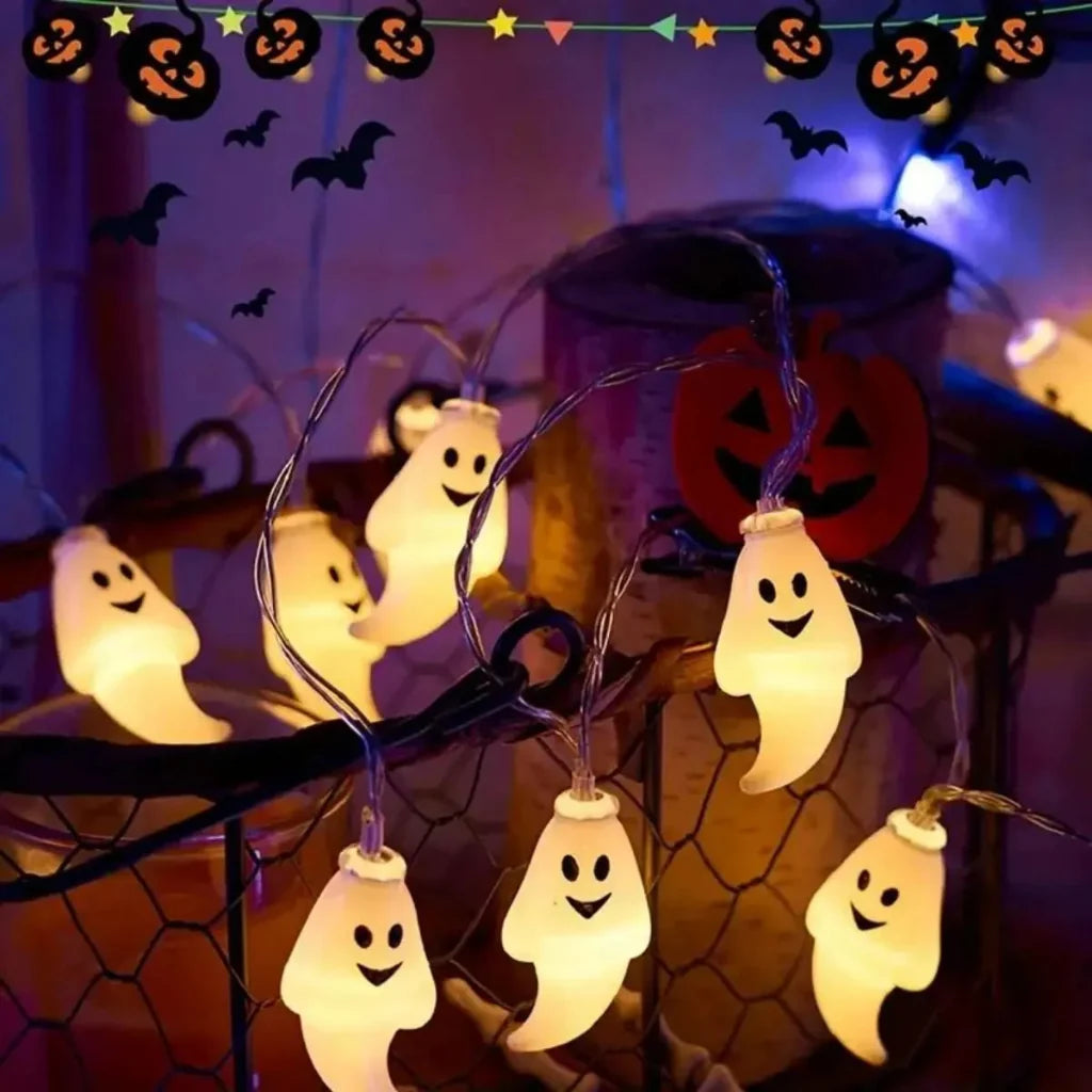 Halloween Decorations Ghost String Lights Battery Powered LED Set 1.5m with 10 Bulbs