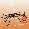 Creepy Halloween Decorations Outdoor Giant Furry Spider with Red Eyes and Large Web