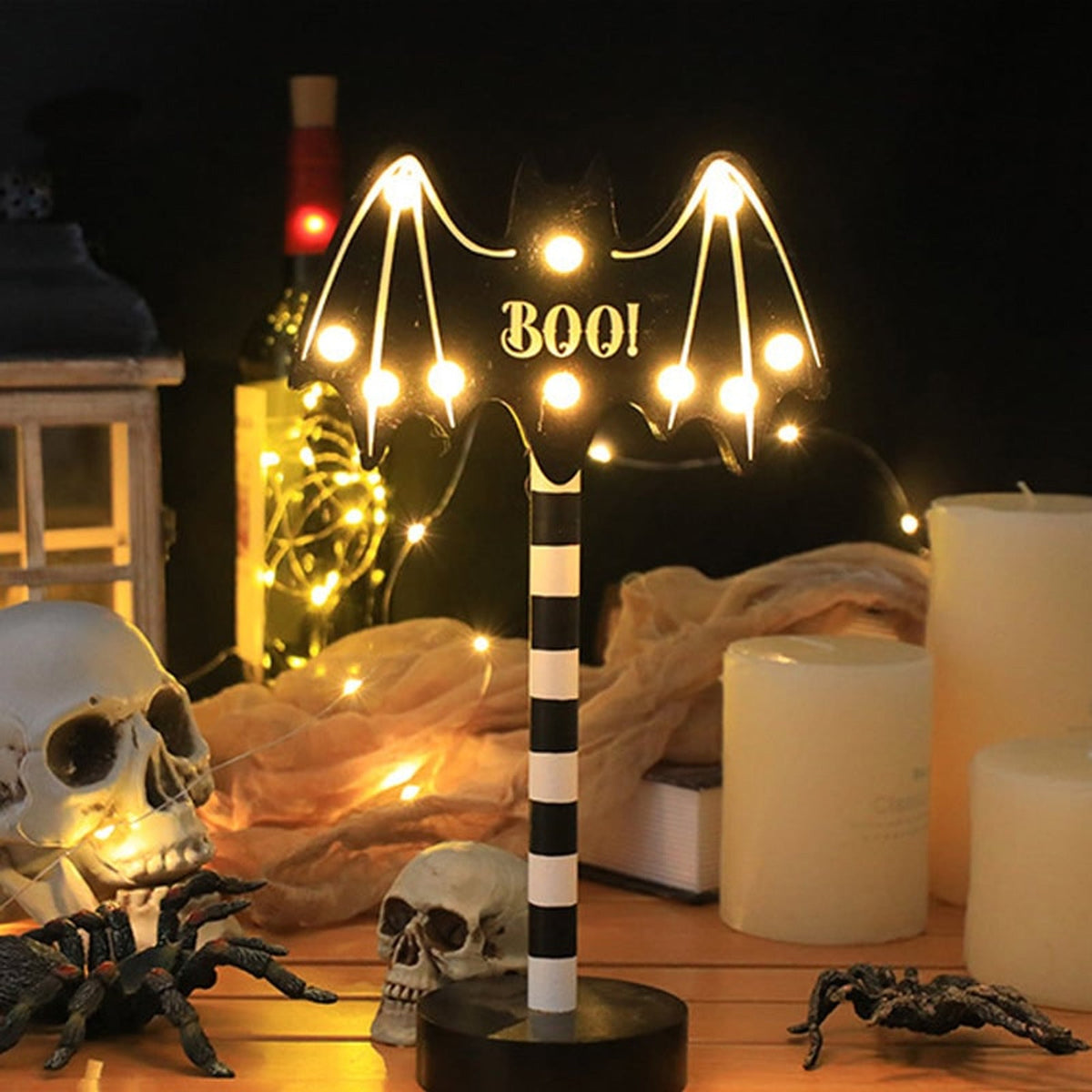 Halloween Party Decorations LED Tabletop Light with Standing Base for Indoor Shelf Display