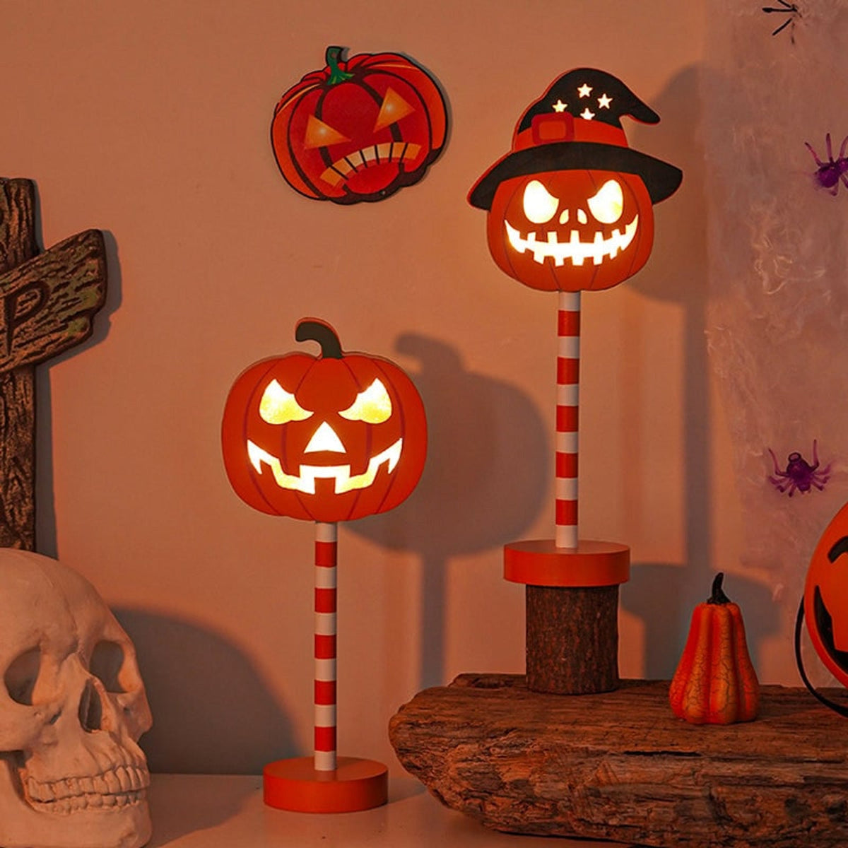 Halloween Party Decorations LED Tabletop Light with Standing Base for Indoor Shelf Display