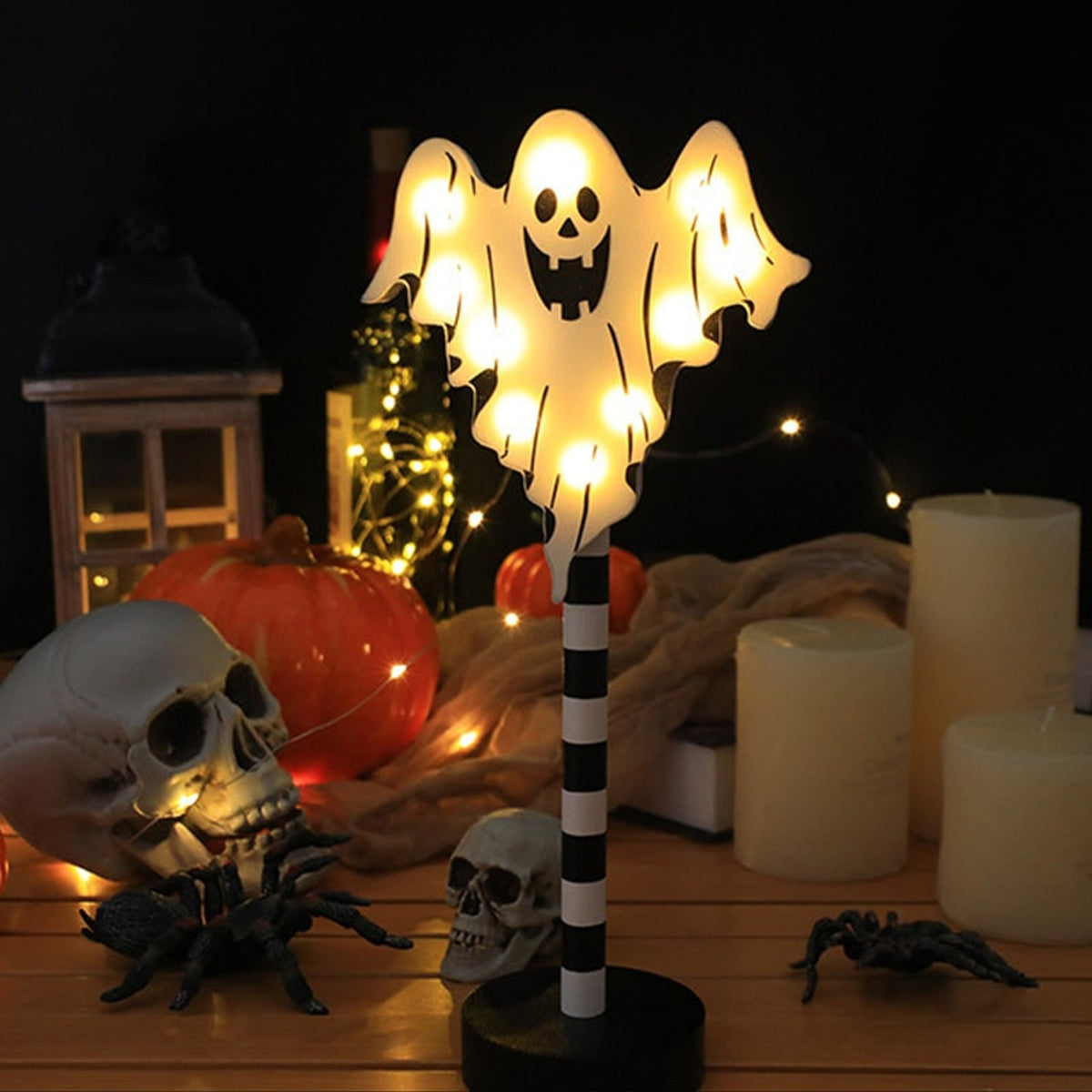 Halloween Party Decorations LED Tabletop Light with Standing Base for Indoor Shelf Display