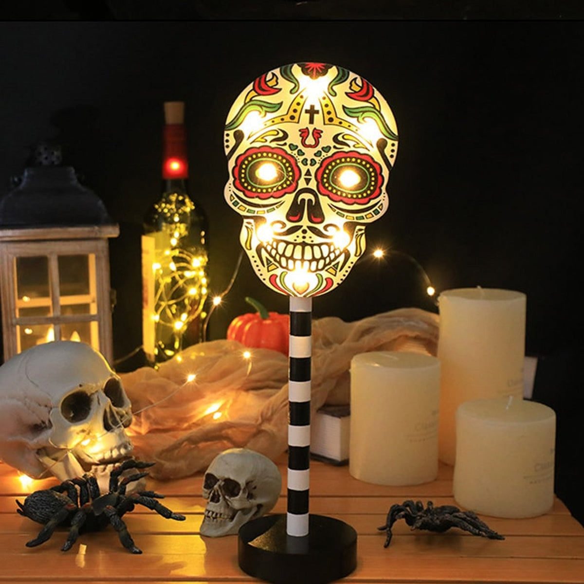Halloween Party Decorations LED Tabletop Light with Standing Base for Indoor Shelf Display