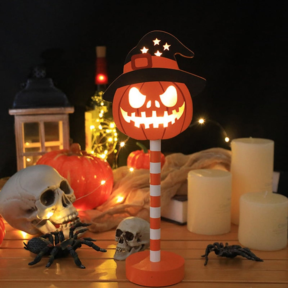 Halloween Party Decorations LED Tabletop Light with Standing Base for Indoor Shelf Display