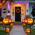 Halloween Jack O Lantern Solar Pathway Lights Weatherproof Yard Stakes with Auto On Sensor