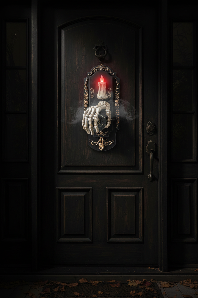 Halloween Skeleton Decorations Interactive Doorbell Prop with Touch Sound and Smoke Effect