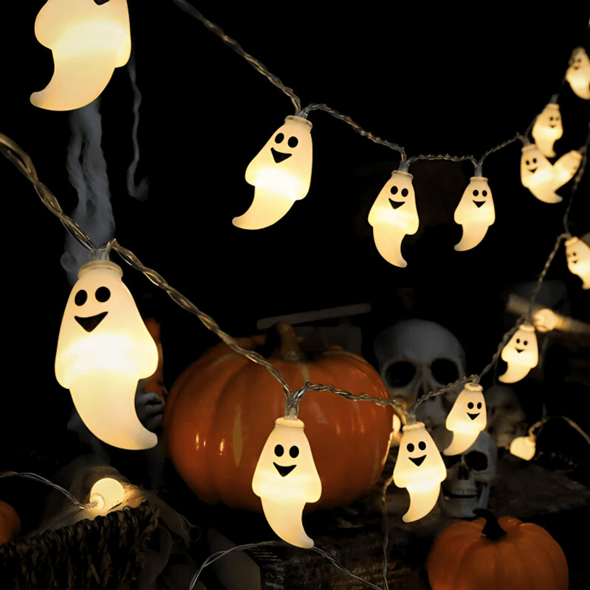 Halloween Party Decorations LED String Lights with Glowing Eyeball and Jack O Lantern Bulbs