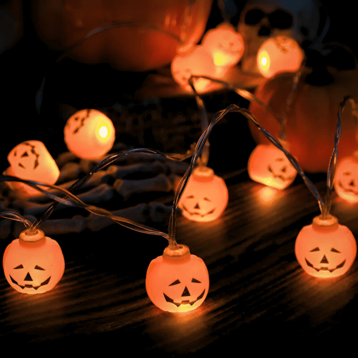 Halloween Party Decorations LED String Lights with Glowing Eyeball and Jack O Lantern Bulbs