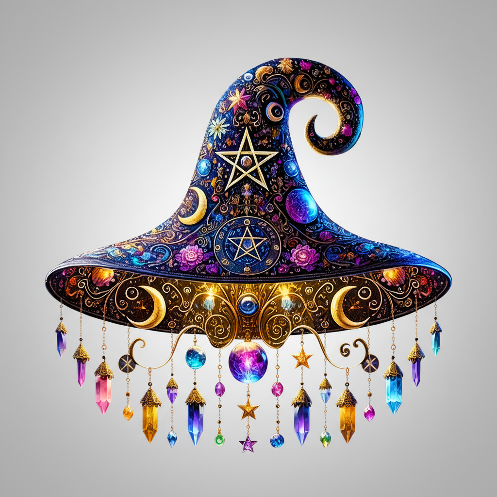 Halloween Decorations Hanging Witch Hat with Intricate Detailing for Mantels and Shelves