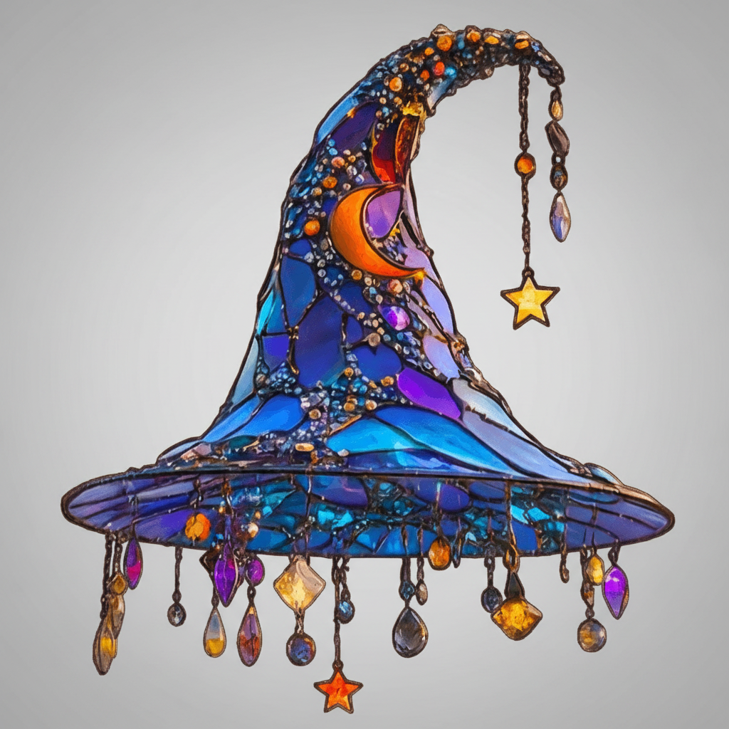 Halloween Decorations Hanging Witch Hat with Intricate Detailing for Mantels and Shelves