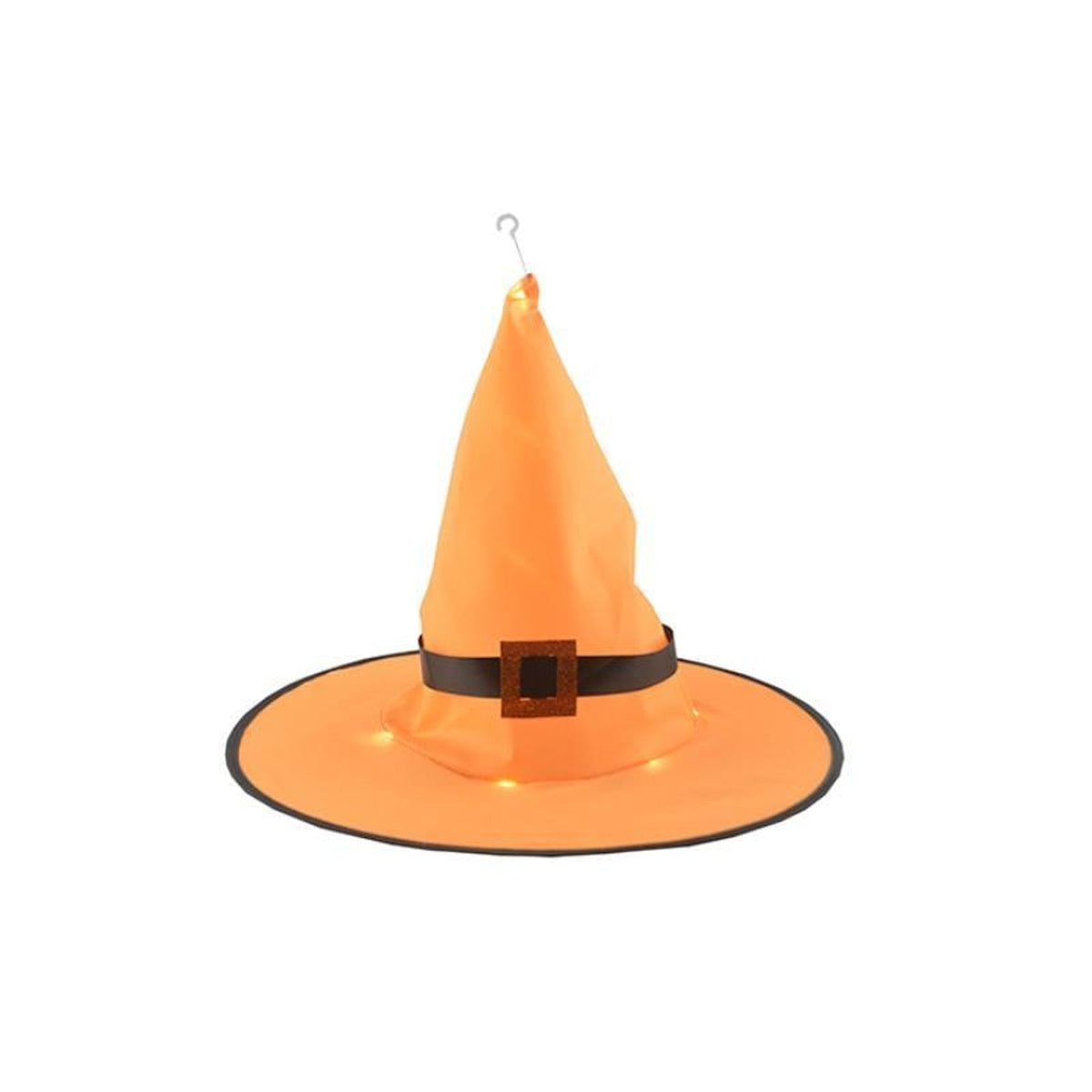Halloween Witch Hat Lights Illuminated Conical Decor with 48 LED String and Hanging Hook