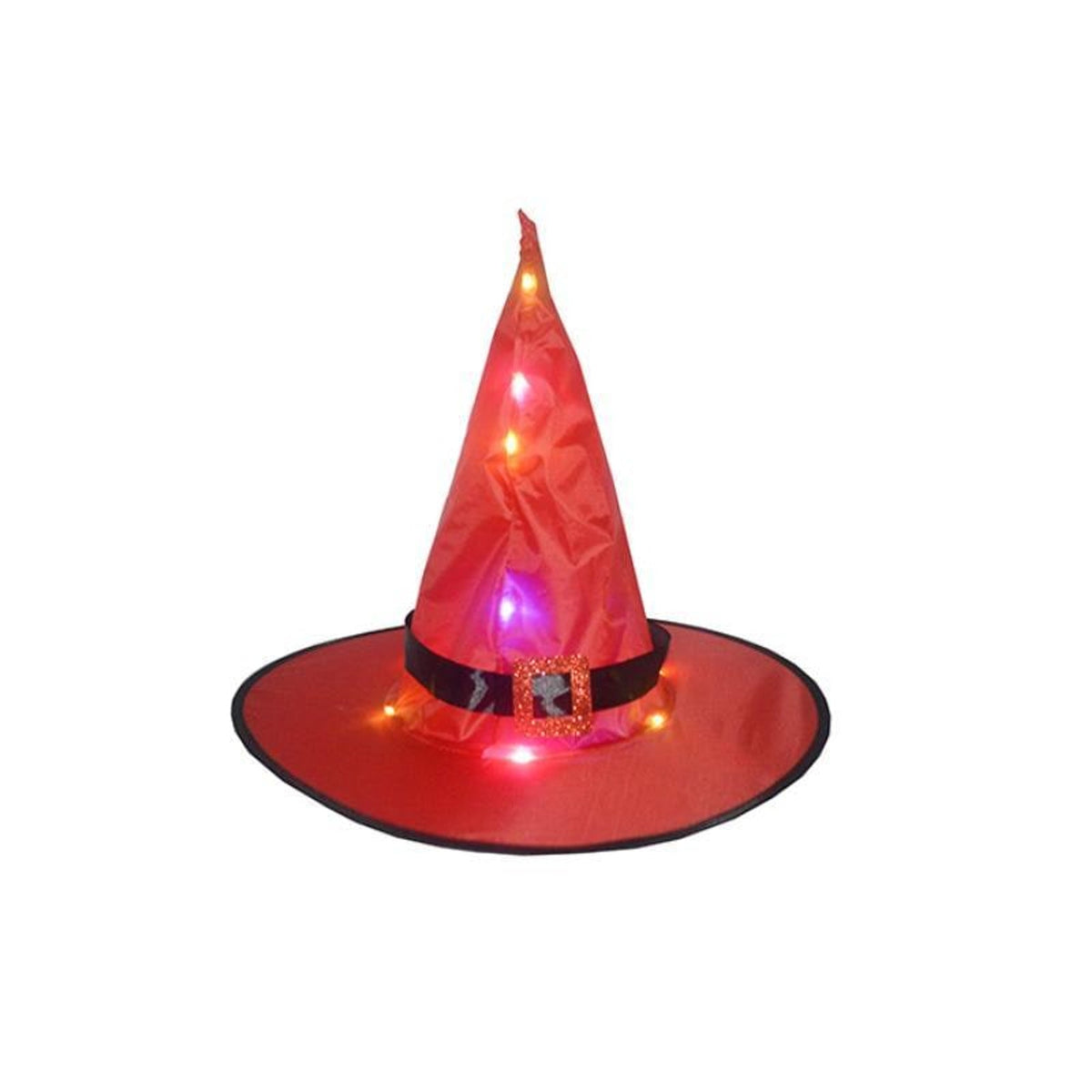 Halloween Witch Hat Lights Illuminated Conical Decor with 48 LED String and Hanging Hook