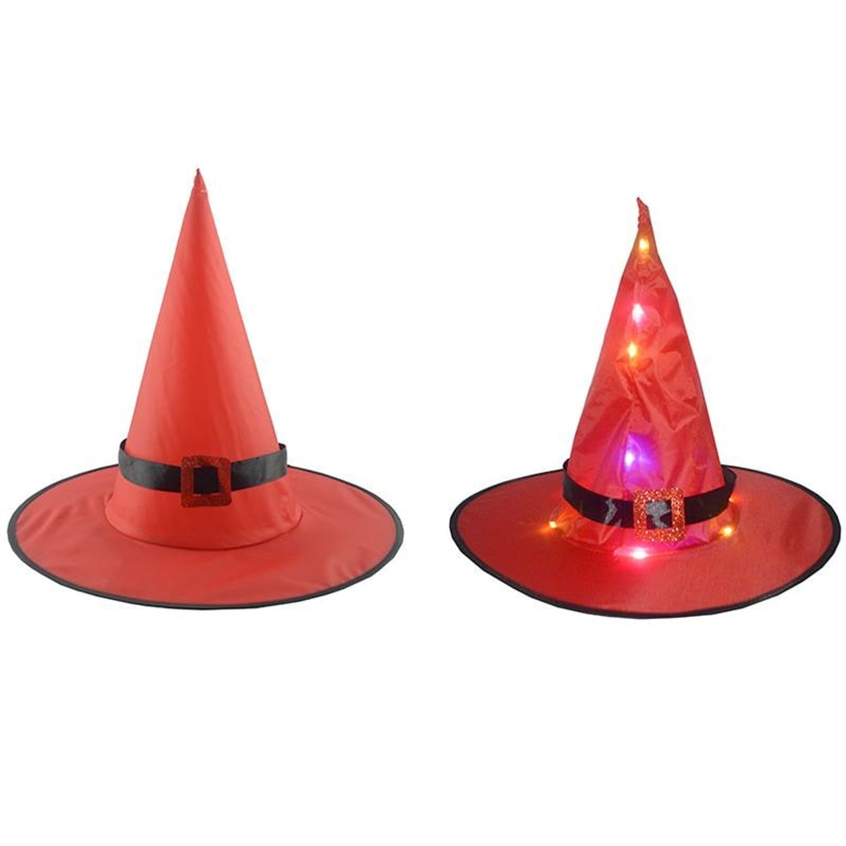 Halloween Witch Hat Lights Illuminated Conical Decor with 48 LED String and Hanging Hook