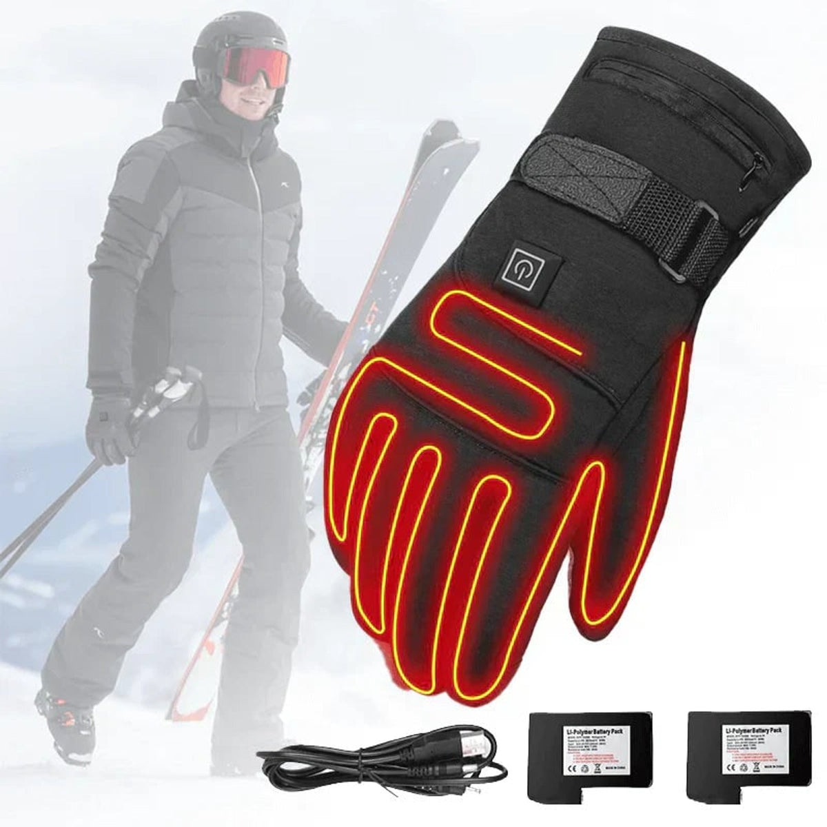 Heated Gloves Waterproof Rechargeable with Touchscreen Fingertips for Outdoor Use