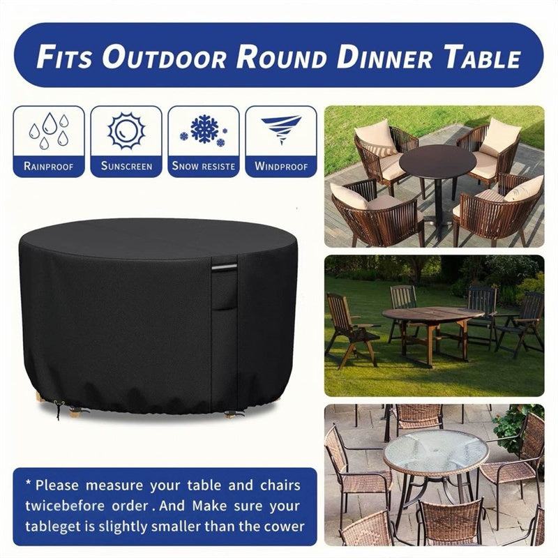 Outdoor Furniture Covers Heavy Duty Round Garden Protection with Air Vent and Ties