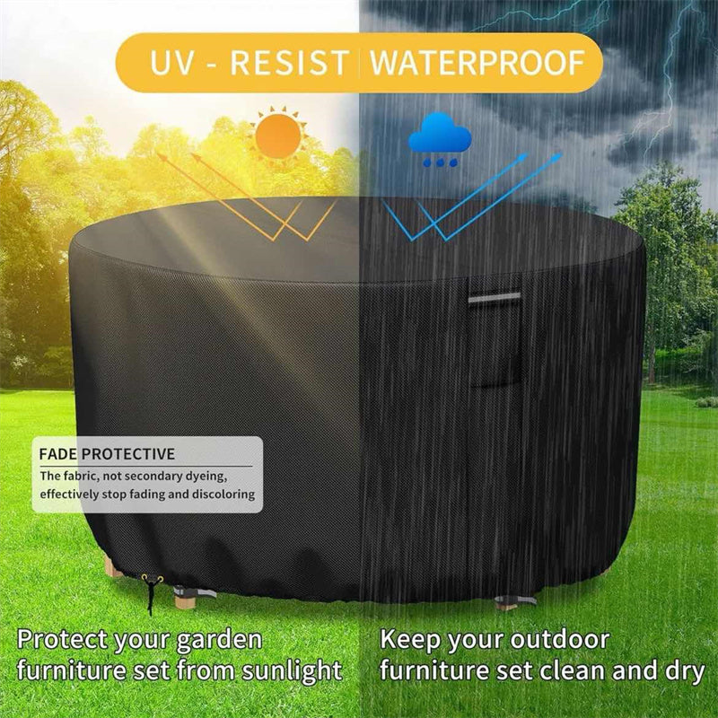 Outdoor Furniture Covers Heavy Duty Round Garden Protection with Air Vent and Ties