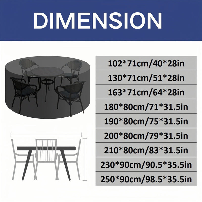 Outdoor Furniture Covers Heavy Duty Round Garden Protection with Air Vent and Ties
