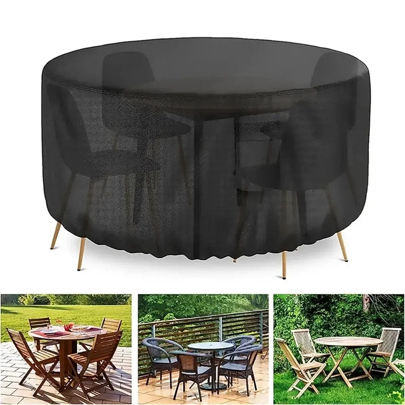 Outdoor Furniture Covers Heavy Duty Round Garden Protection with Air Vent and Ties