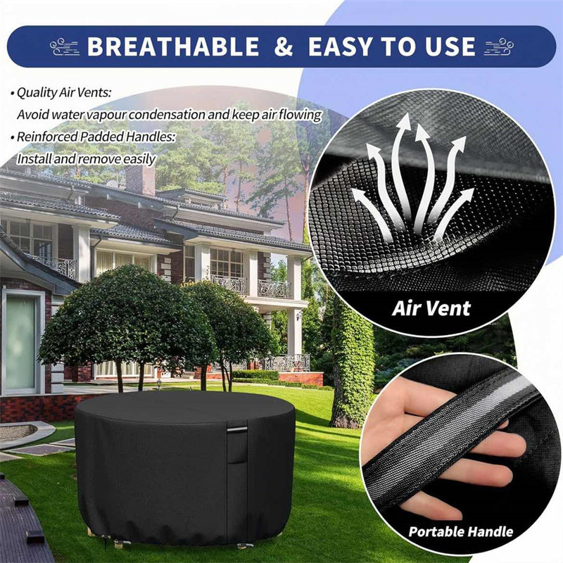 Outdoor Furniture Covers Heavy Duty Round Garden Protection with Air Vent and Ties