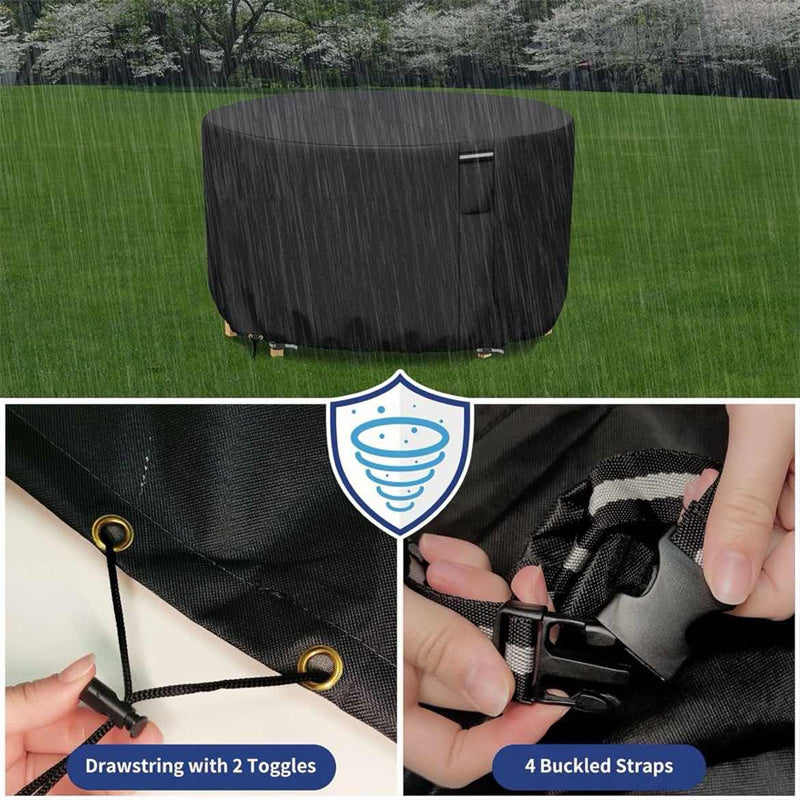 Outdoor Furniture Covers Heavy Duty Round Garden Protection with Air Vent and Ties