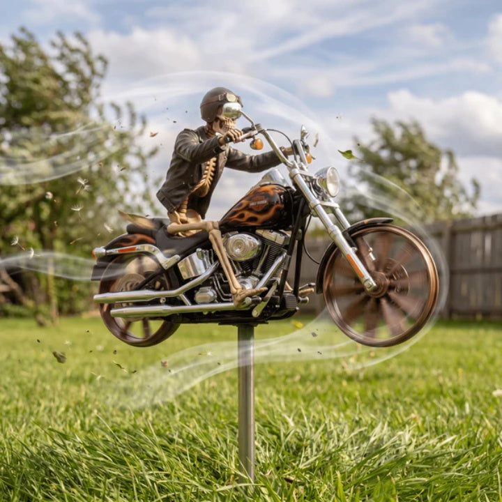 Halloween Home Decor Skeleton Rider Wind Spinner for Garden Lawn and Front Yard