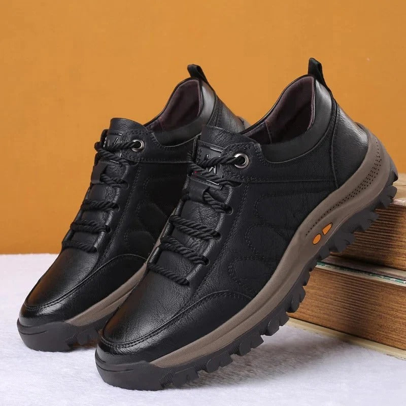 Orthopedic Shoes Leather Waterproof for Men with Posture Support and Durable Sole