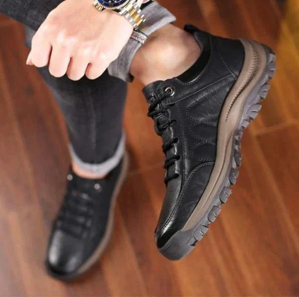 Orthopedic Shoes Leather Waterproof for Men with Posture Support and Durable Sole