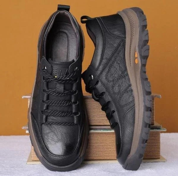 Orthopedic Shoes Leather Waterproof for Men with Posture Support and Durable Sole