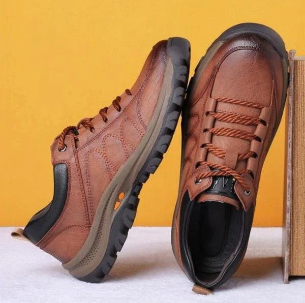 Orthopedic Shoes Leather Waterproof for Men with Posture Support and Durable Sole