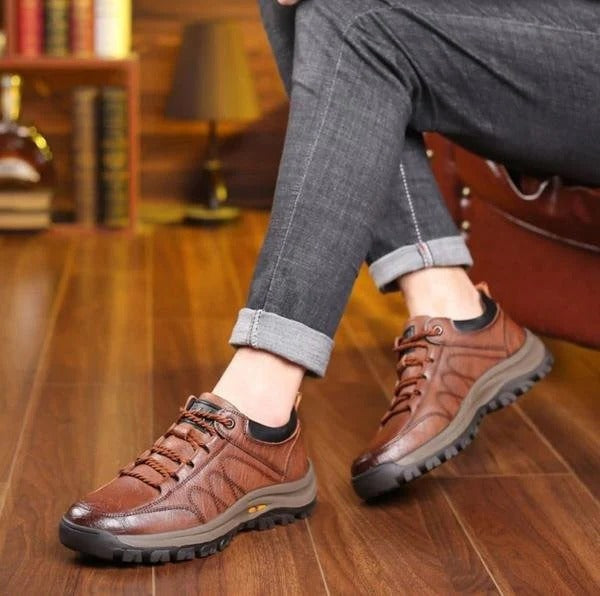 Orthopedic Shoes Leather Waterproof for Men with Posture Support and Durable Sole