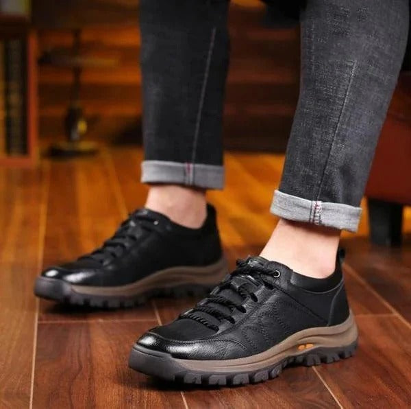 Orthopedic Shoes Leather Waterproof for Men with Posture Support and Durable Sole