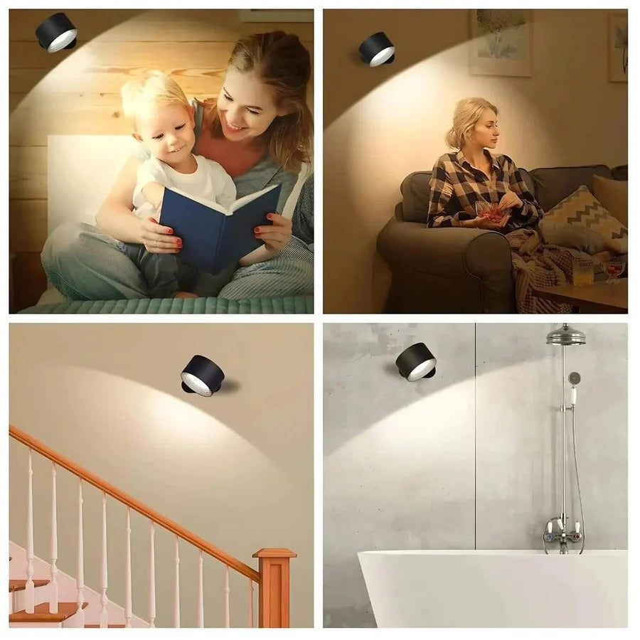Wall Light Rechargeable Magnetic Lamp with 360 Degree Rotation for Any Room