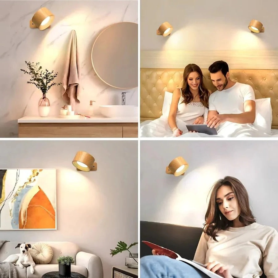 Wall Light Rechargeable Magnetic Lamp with 360 Degree Rotation for Any Room