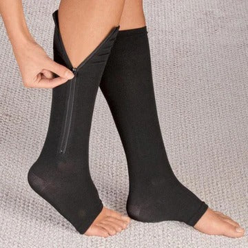 Compression Socks Zippered with Graduated Pressure and Supportive Calf Sleeve Design